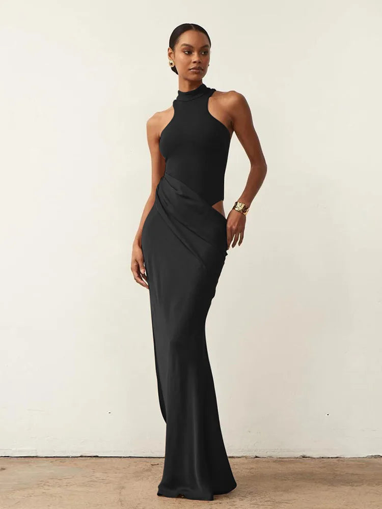 Chloé | Robe Longue Fluide à Col Montant