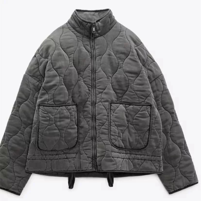 Rose | Veste Matelassée à Col Montant