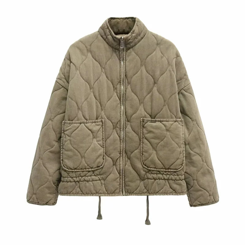 Rose | Veste Matelassée à Col Montant