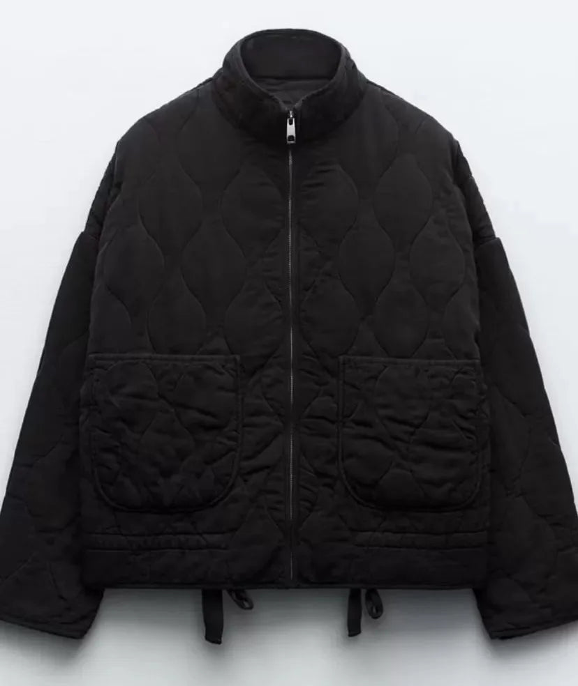 Rose | Veste Matelassée à Col Montant