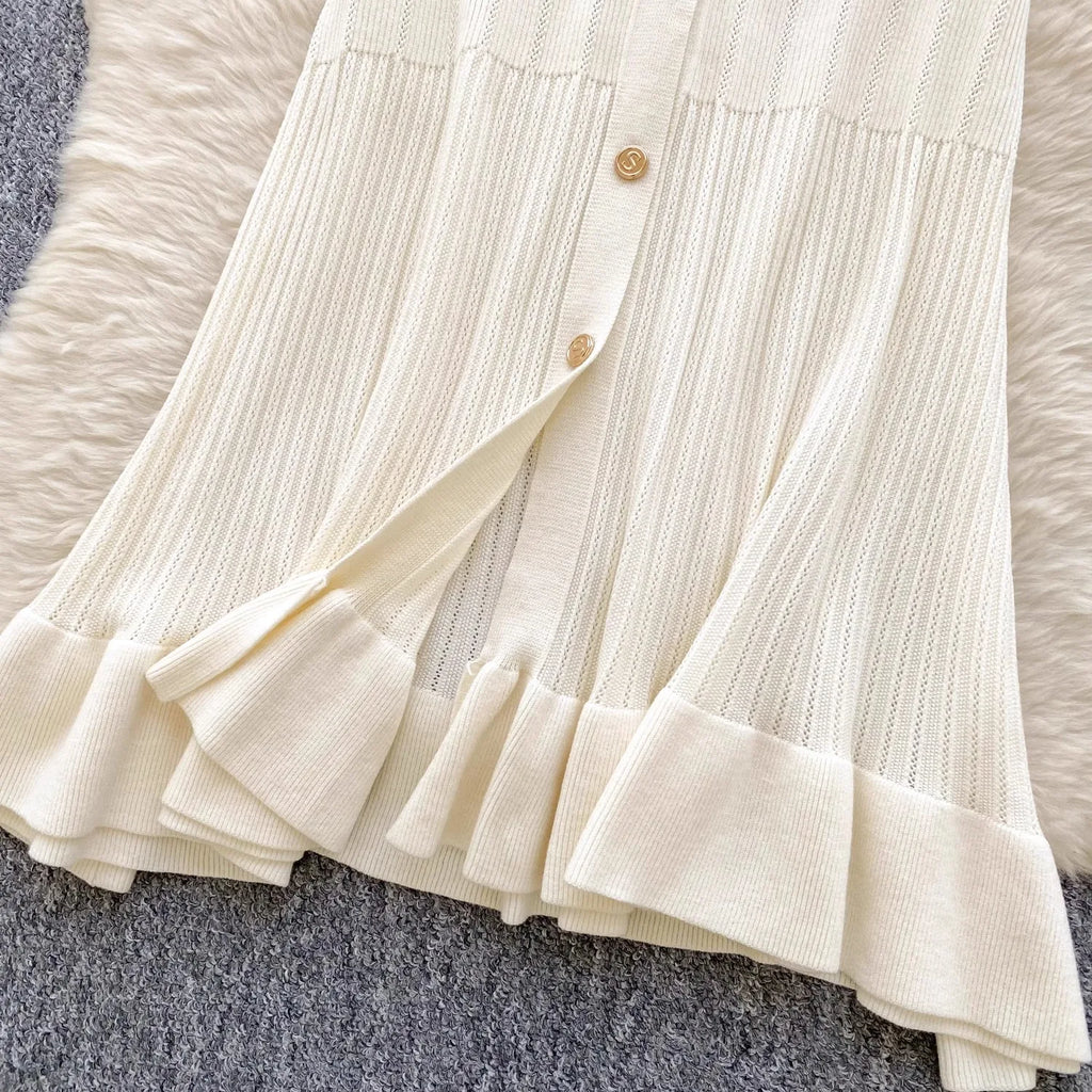 Manon | Robe Midi en Maille Boutonnée