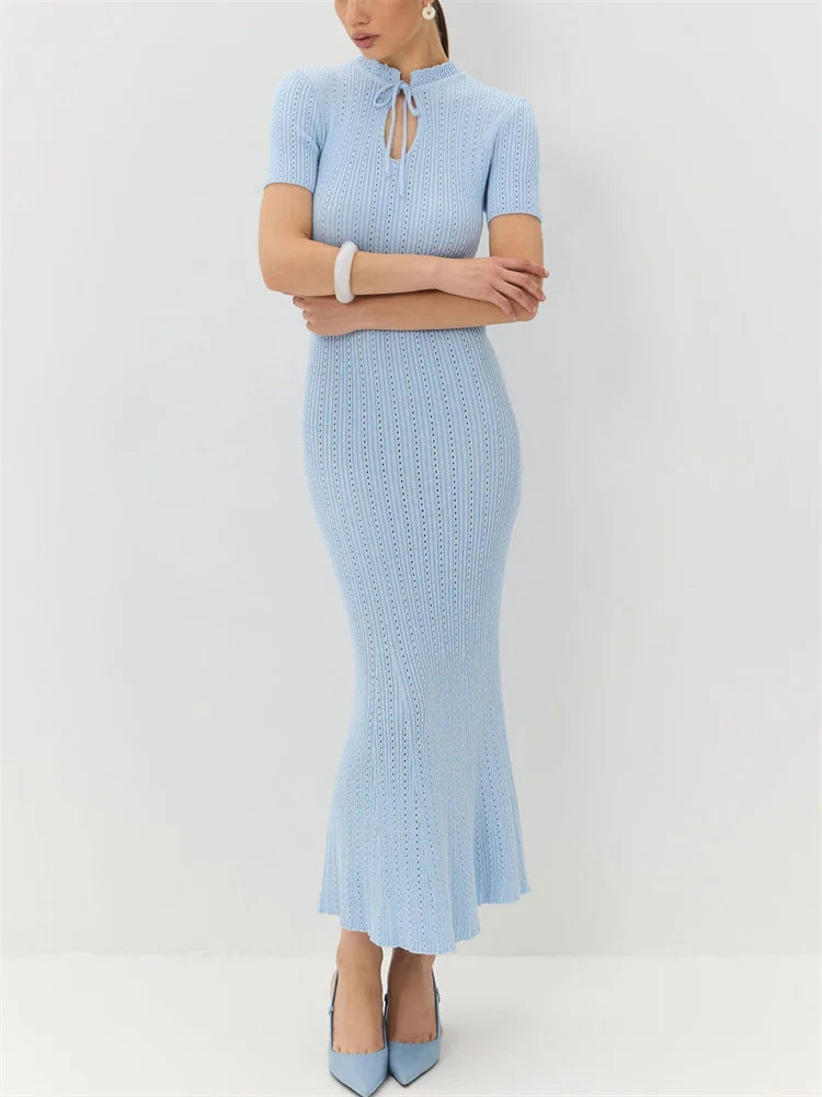 Lucie | Robe Longue en Maille à Lacets