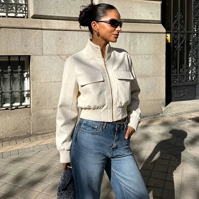 Camille | Veste Effet Daim à Grandes Poches