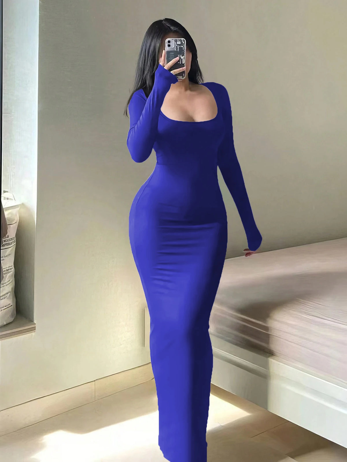 Anaïs | Robe Longue Ajustée à Manches Longues