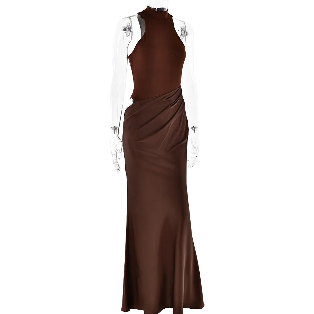 Chloé | Robe Longue Fluide à Col Montant