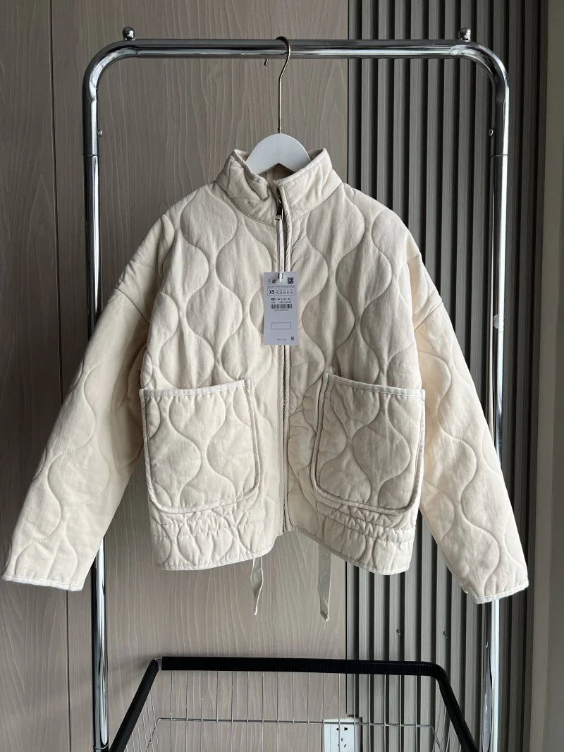 Rose | Veste Matelassée à Col Montant