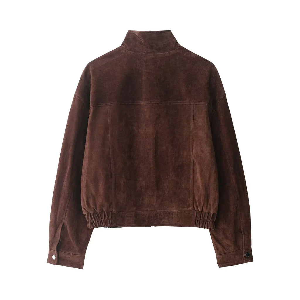 Camille | Veste Effet Daim à Grandes Poches