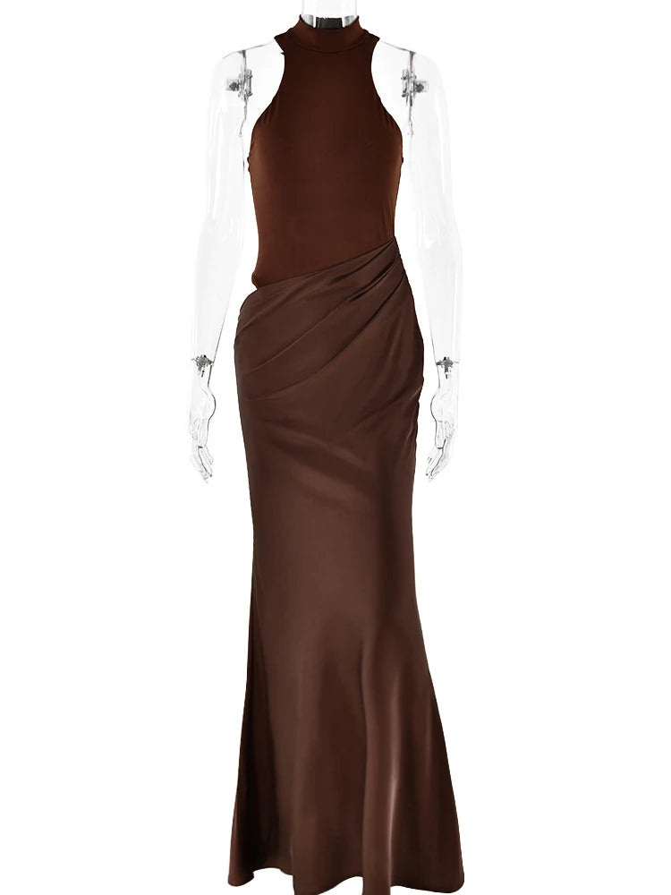 Chloé | Robe Longue Fluide à Col Montant