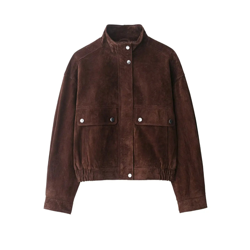Camille | Veste Effet Daim à Grandes Poches