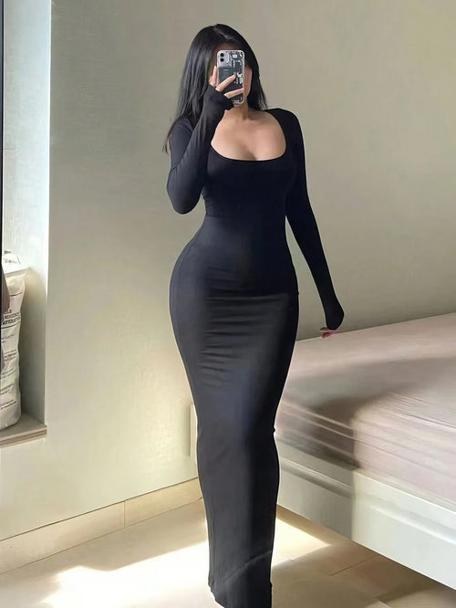 Anaïs | Robe Longue Ajustée à Manches Longues