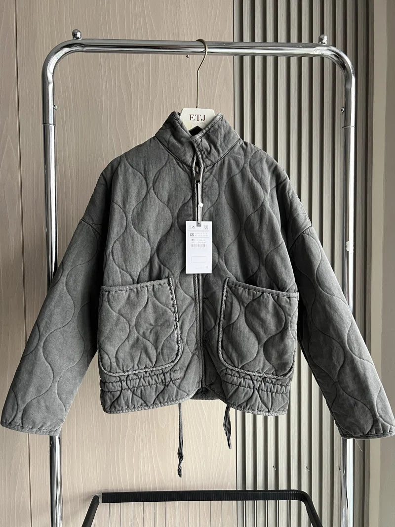 Rose | Veste Matelassée à Col Montant