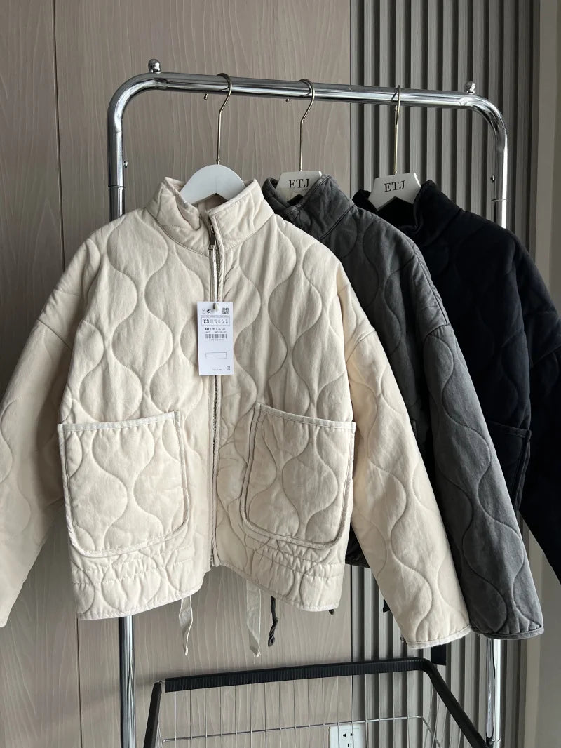 Rose | Veste Matelassée à Col Montant
