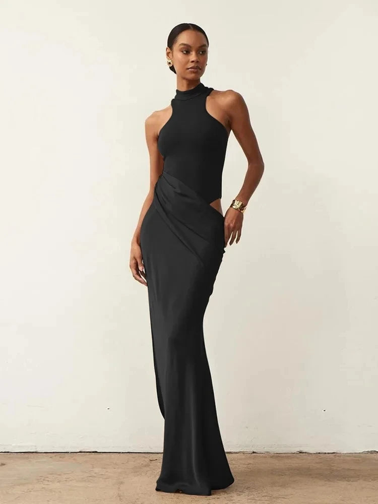 Chloé | Robe Longue Fluide à Col Montant