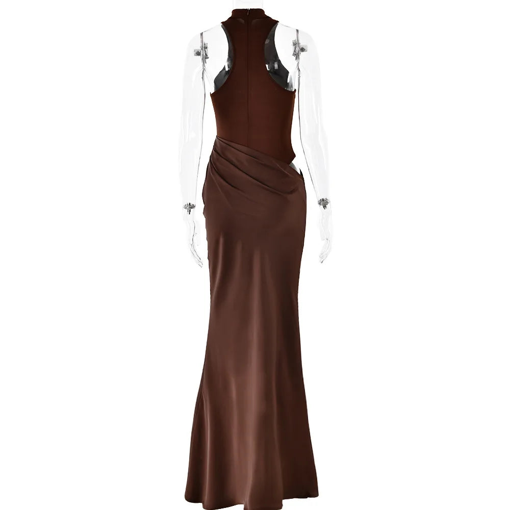 Chloé | Robe Longue Fluide à Col Montant