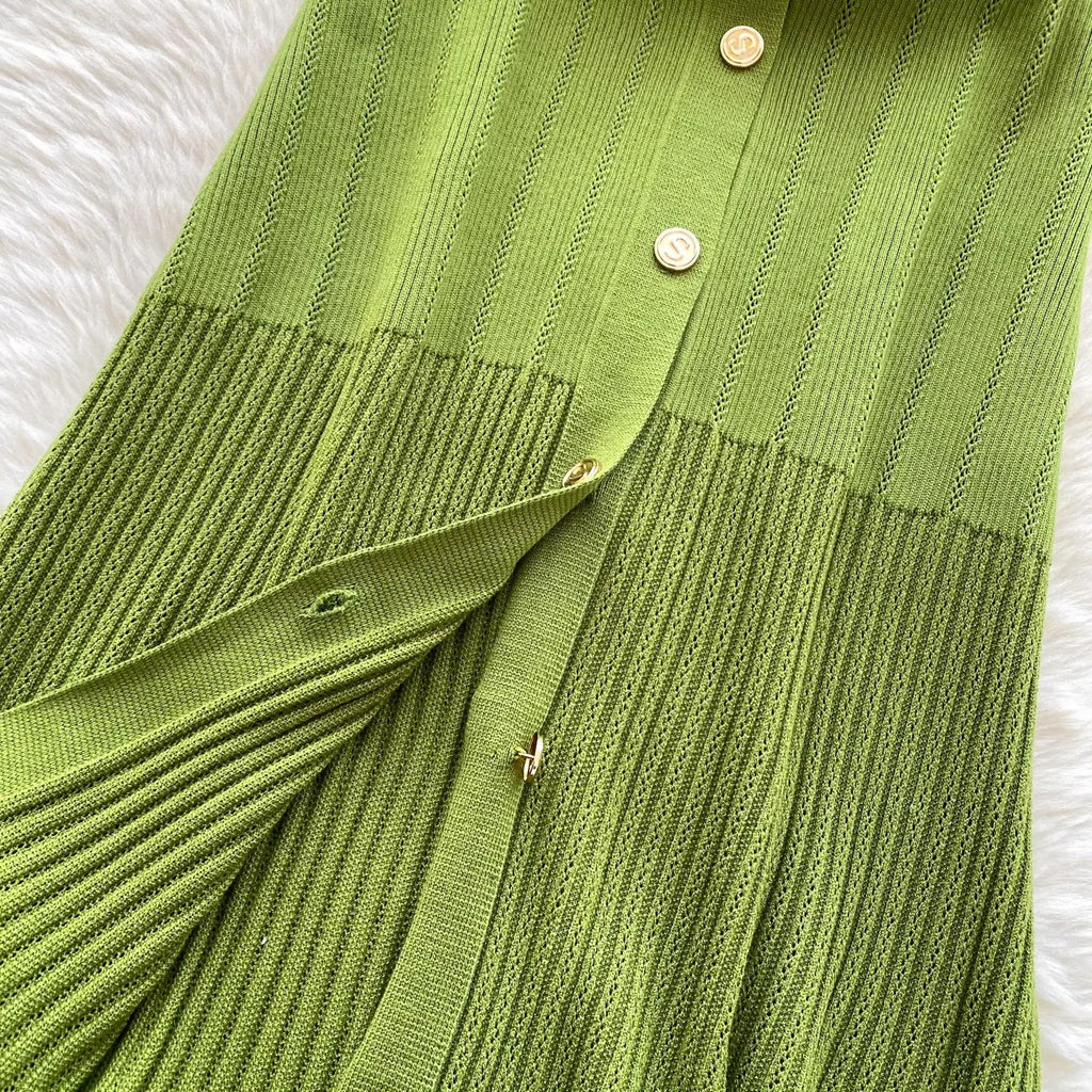 Manon | Robe Midi en Maille Boutonnée