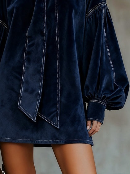 Agata | Robe Bleu Nuit à Nœud