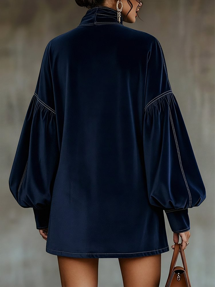 Agata | Robe Bleu Nuit à Nœud